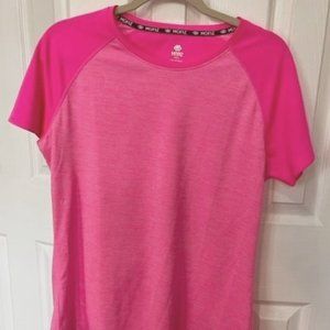 Women's Size Large Pink Raglan Sleeve Activewear Top